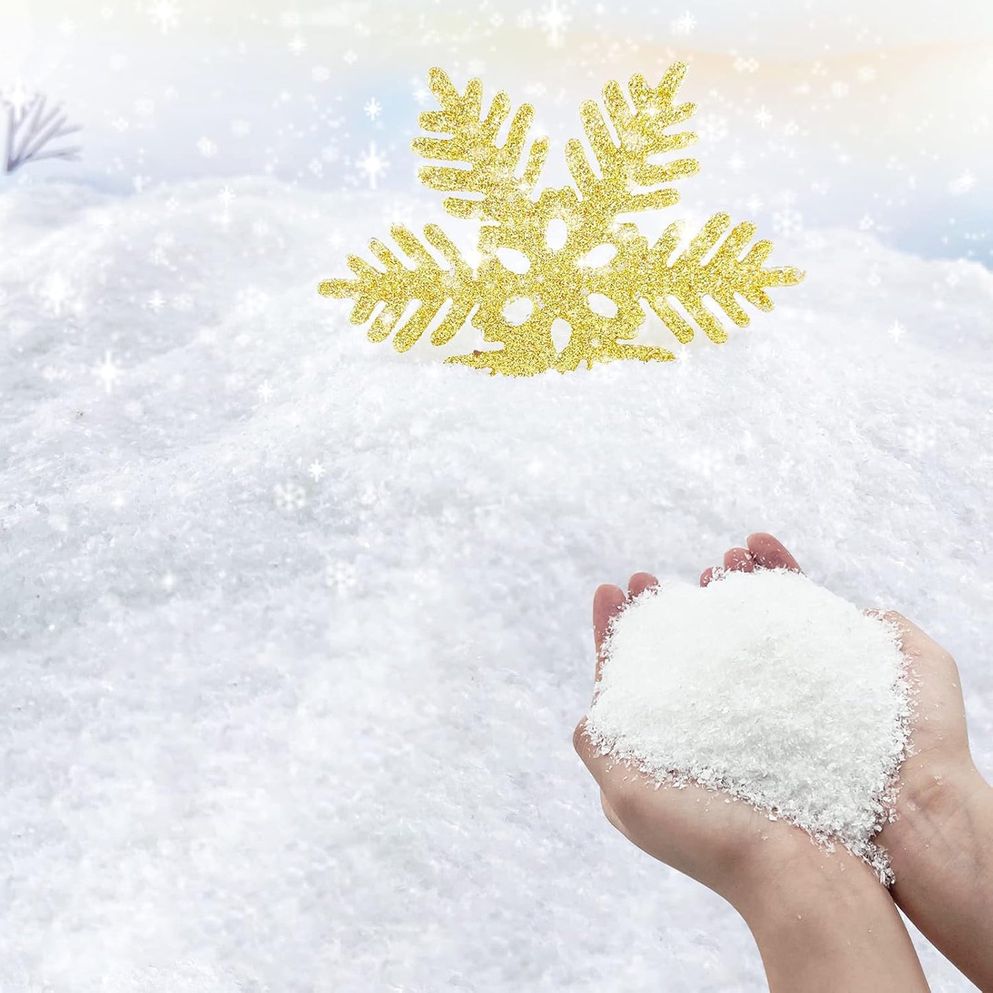 TURNMEON 30 Ounces Fake Snow Powder | Sparkling Artificial Snow for Christmas Decorations & Crafts
