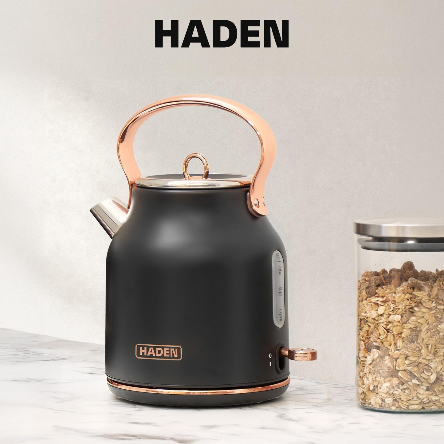 Haden 75012 Heritage 1.7 Liter Stainless Steel Body Countertop Retro Electric Kettle with Auto Shutoff & Dry Boil Protection