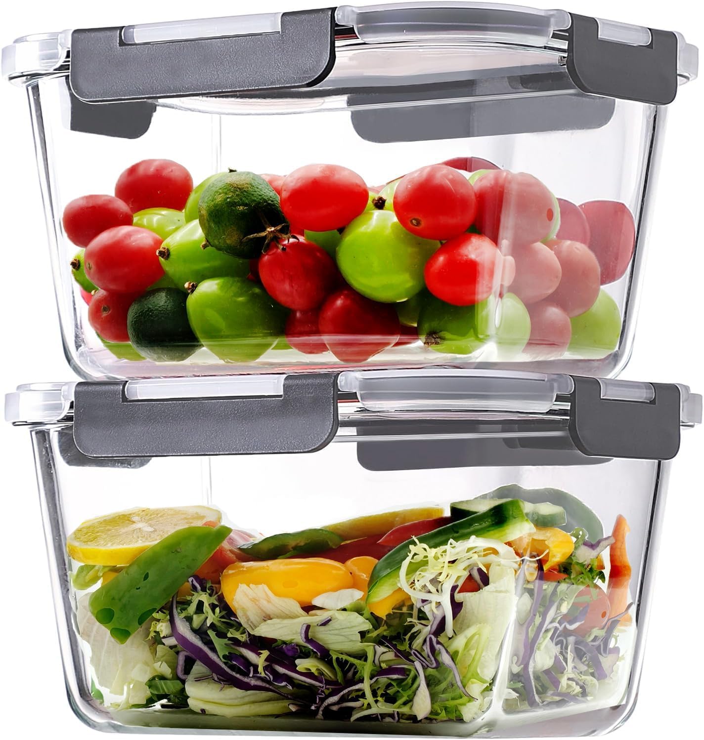 Skiennix Large Glass Storage Containers - 85oz Airtight Food Storage with Lids | BPA Free, Oven Safe