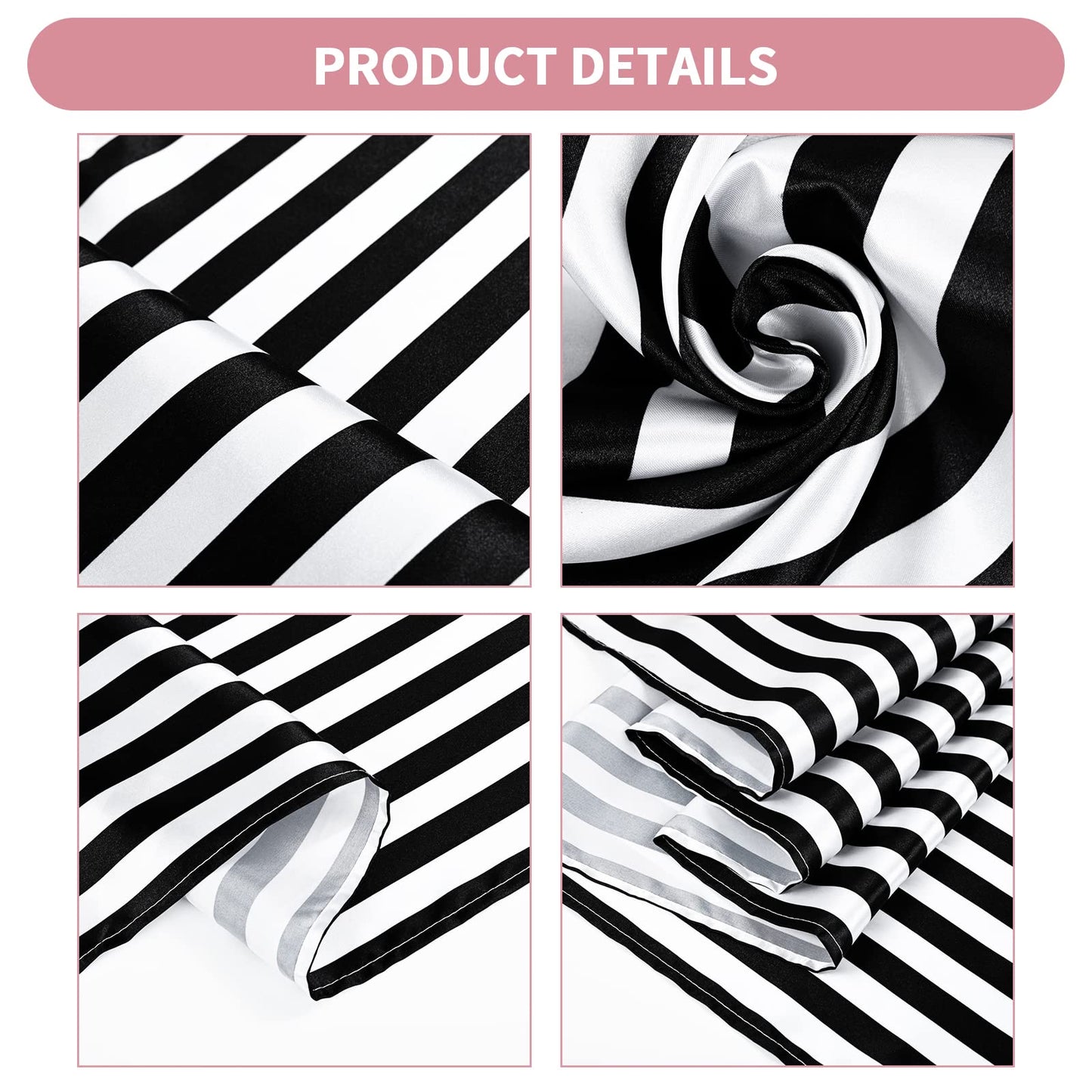 Lykoow 8 Pack Striped Table Runner Polyester Classic Black and White Striped Table Decor for Indoor Outdoor Events, Wedding, Birthday Parties, Banquets and Celebrations (12 x 72 Inch)