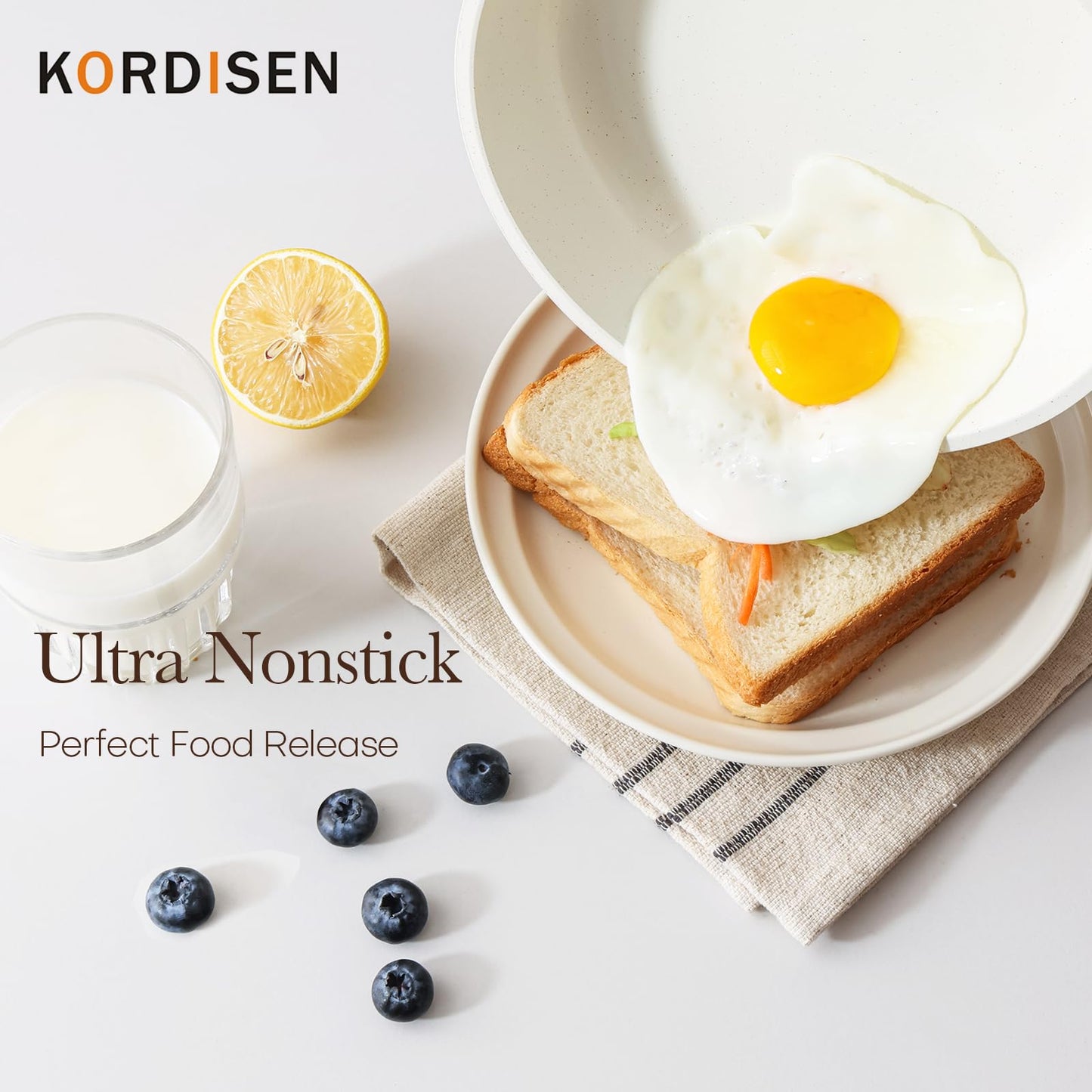 Kordisen Ceramic Non Stick Frying Pans Skillet, 8 Inch Ceramic Small Egg Pan Nonstick for Cooking Non Toxic, Healthy Induction Cookware, Heat Resistant Handle, PFOA & PFAS Free