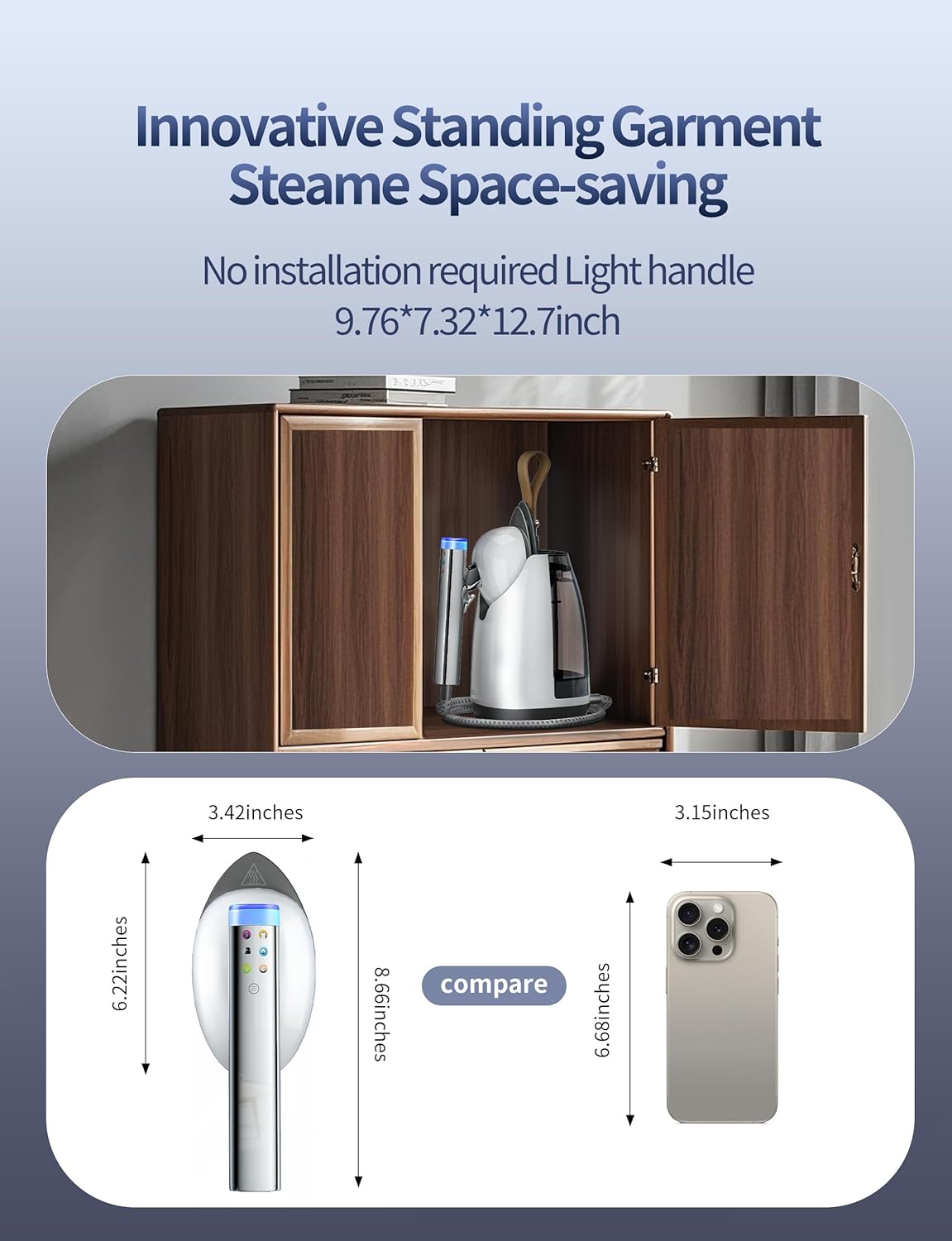 Sundu Garment Steamer - 2-in-1 Handheld & Standing Design | 30s Heat-Up, 800mL, 6 Steam Settings, Auto Off, Portable Wrinkle Remover - White