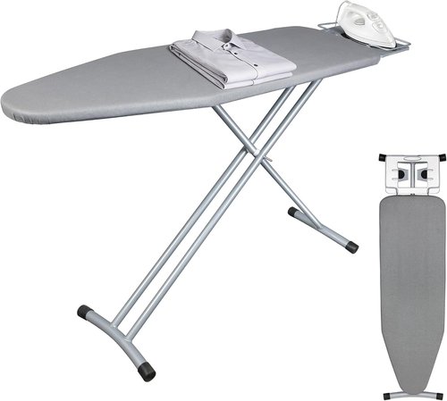 Hvygss Height-Adjustable Ironing Board - Heavy-Duty, Heat-Resistant Design | Foldable & Sturdy Steel Legs (Grey, 43x13)