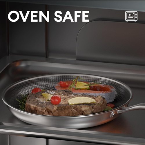 COOKER KING 8-Inch Stainless Steel Frying Pan - Hybrid Nonstick Skillet with Even Heat Distribution & Stay-Cool Handle