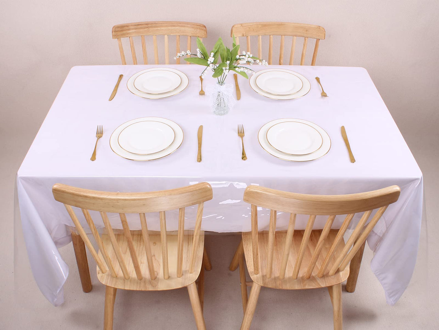 Kesfey 54 x 120 inch Clear Thick Vinyl Table Placemats Protector Tablecloths Rectangle Heat Resistant Plastic Table Cover Waterproof Custom Tablecloths Transparent PVC Sheeting for Dining Barbecue