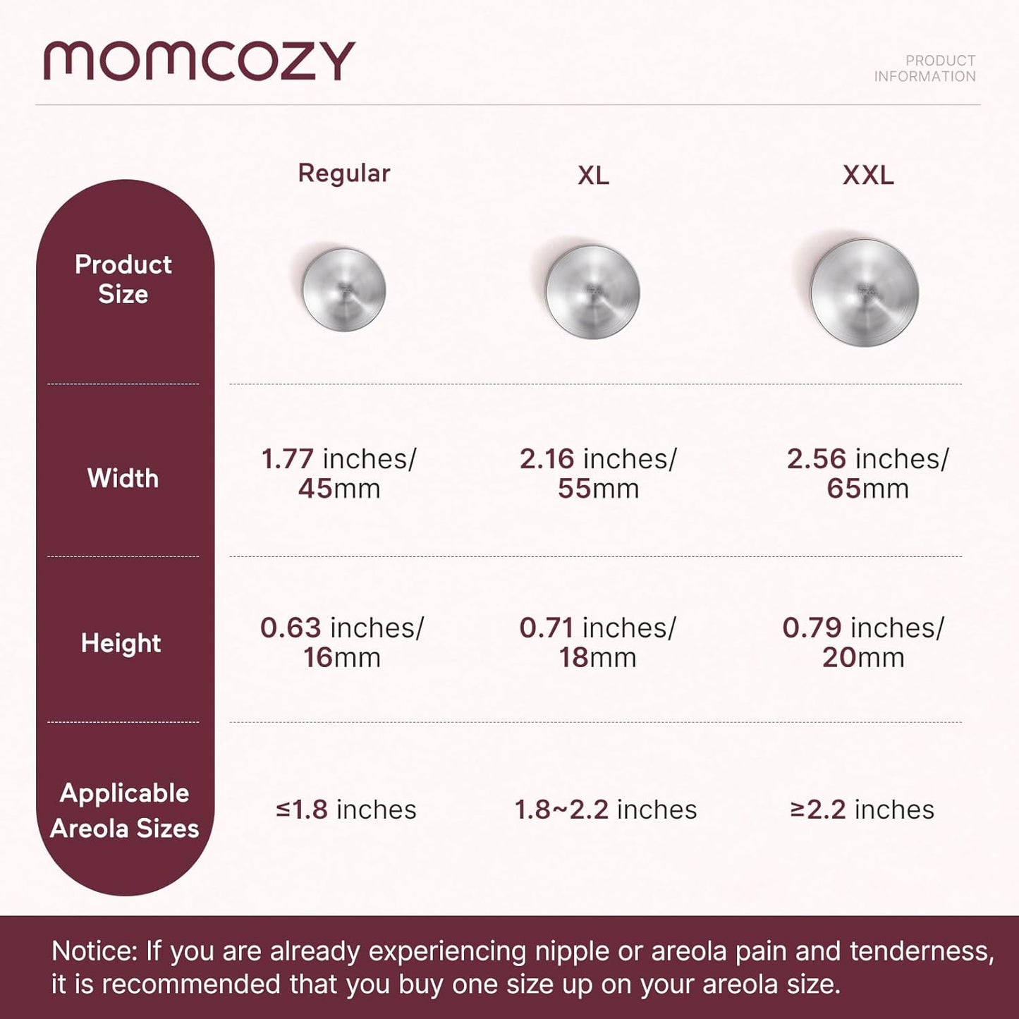 Momcozy 999 Silver Nursing Cups - Hole-Free Nipple Shields for Breastfeeding | Regular Size