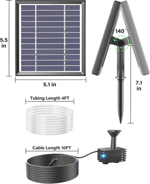 Biling Solar Fountain - Outdoor Water Pump with Solar Panel Kit for Bird Baths & Small Ponds