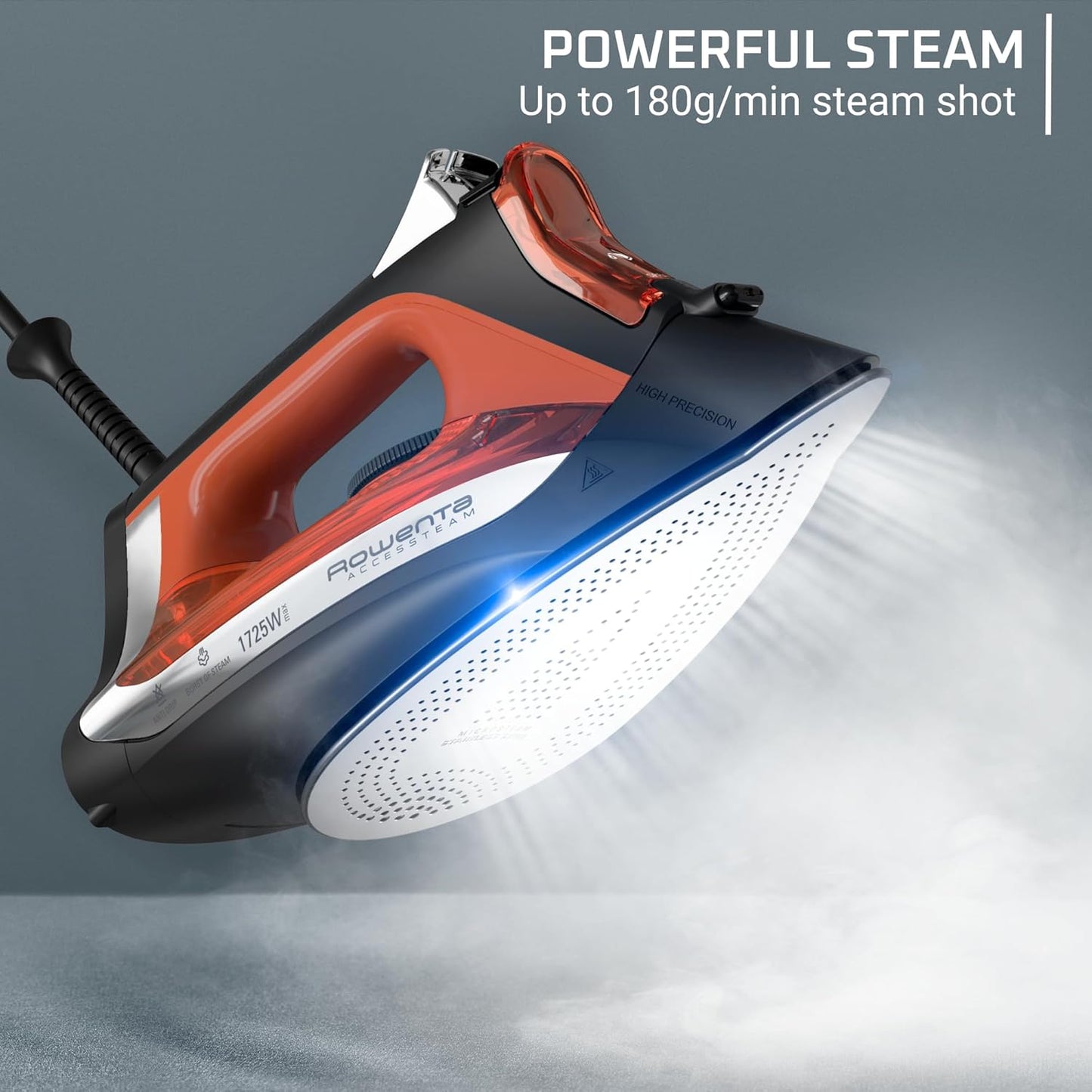 Rowenta Access Steam Iron - Powerful Vertical Steaming & Anti-Drip Protection | Red Color
