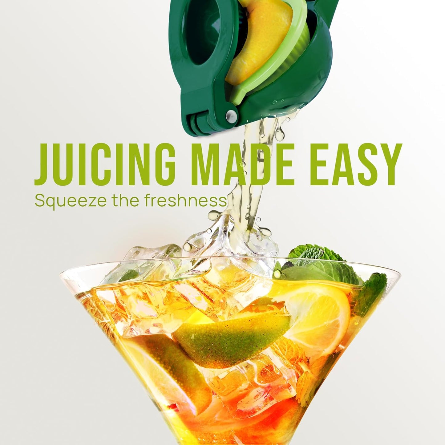 Zulay Kitchen 2-in-1 Lemon Squeezer - Sturdy Hand Juicer for Maximum Juice Extraction - Easy to Clean | Green/Lime