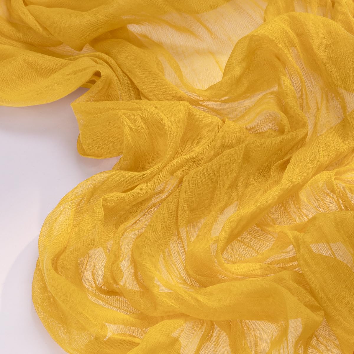 Socomi 10pcs Gold Yellow Cheesecloth Table Runner Boho Rustic Gauze 120 inch 10FT Cheese Cloth Runner for Wedding Party Baby Shower Birthday Home Decor Holiday Decorations