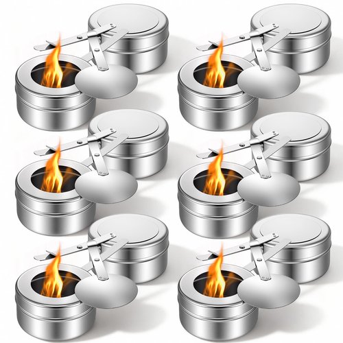 12 Pcs Stainless Steel Chafing Fuel Holder with Safety Cover, Chafer Wick Canned Heat Box Holder for Buffet Barbecue Parties and Catering Events