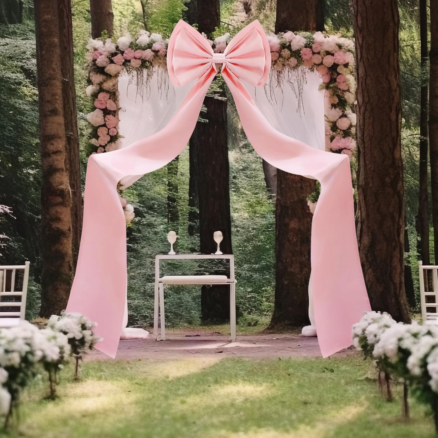 Skiennix Giant Satin Bow | Large Wedding & Party Decoration - Pink Arch & Wall Decor