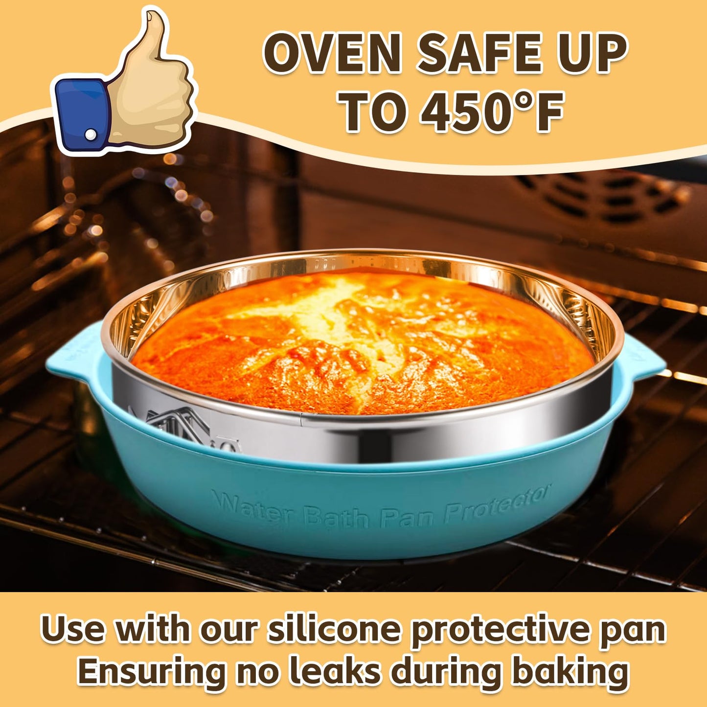 OYAOL 9 Inch Springform Pan - 304 Stainless Steel Nonstick Springform Cake Pan with Removable Bottom, 10 Inch Silicone Leakproof Cheesecake Pan Protector with Parchment Paper