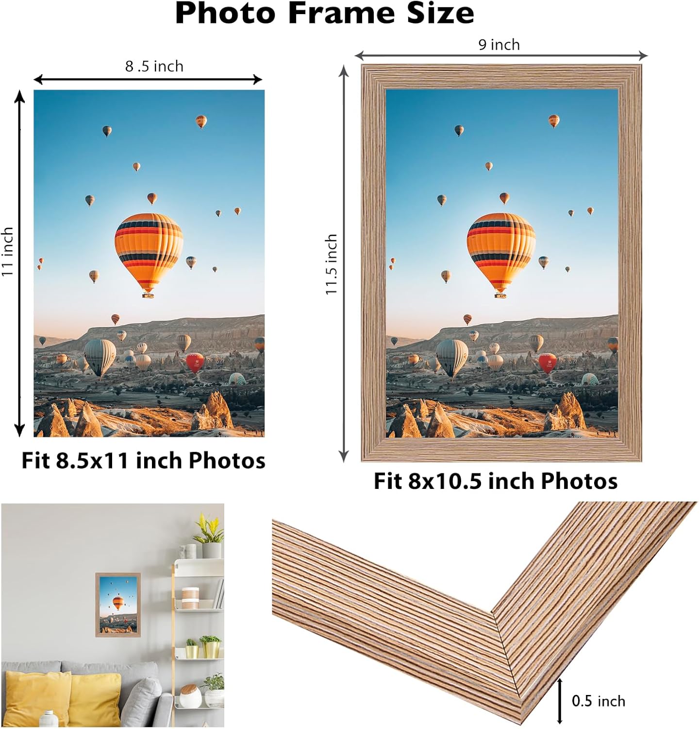 Rustic Brown Picture Frame by [Brand Name] - 8.5x11 Wall Mount or Tabletop Display | Durable Shatter-Resistant Plexiglass