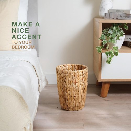 84ECO Wicker Trash Cans - Stylish Rattan Waste Baskets for Bathroom & Bedroom | Natural 2 Gallon, 2-Pack