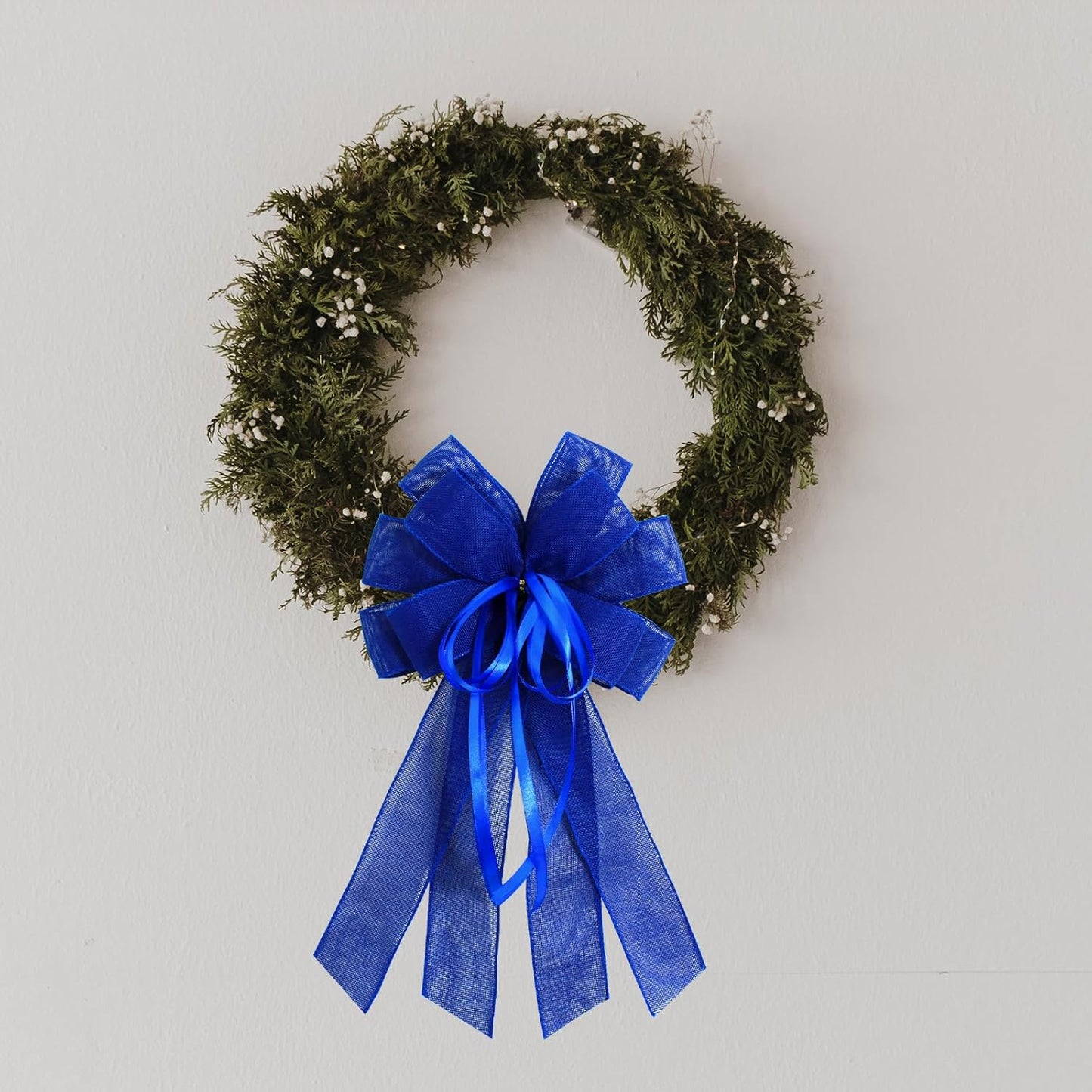 Skiennix Large Dark Blue Burlap Bow - Perfect for Wreaths & Spring Decor | Holiday Party Accent