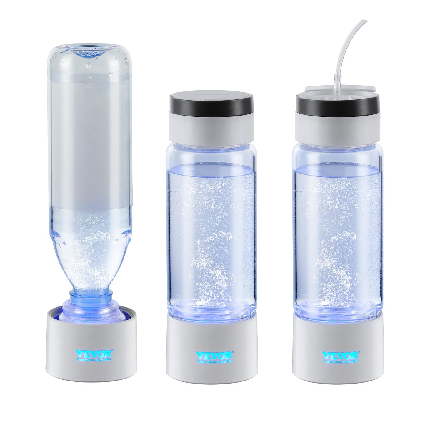 VEVOR Hydrogen Water Bottle, Hydrogen Water Bottle Generator up to 2000 ppb, 380ml Portable Hydrogen Water Machine, SPE Technology hydrogen water generator with Nasal Inhalation Tube and Self-Cleaning