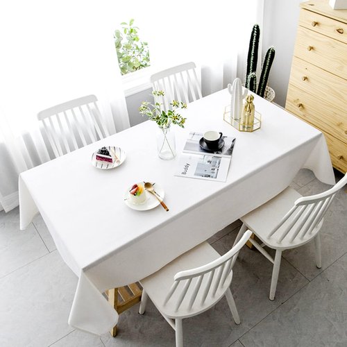 6 Pack Tablecloth 60 x 126 inch Polyester Table Cloth for 8 Foot Rectangle Tables,Stain and Wrinkle Resistant Washable Fabric Table Covers Polyester White Table Clothes for Wedding,Party,Banquet