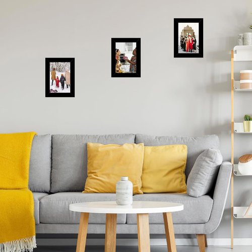 JCJMY 3.5x5 Picture Frame - Black Wall & Tabletop Display with Shatter-Resistant Plexiglass