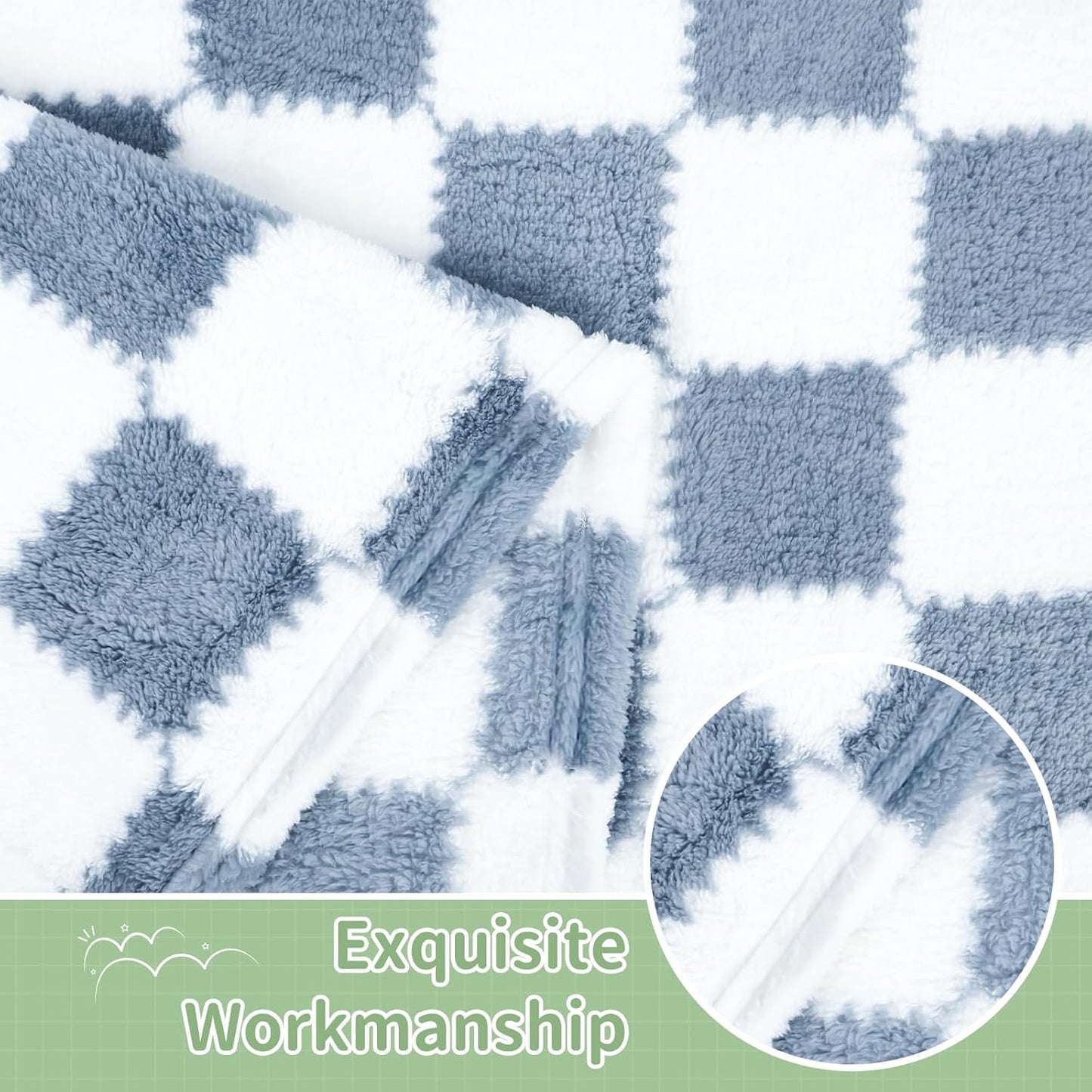 Skiennix Checkered Baby Blanket - Soft Fleece for Boys | 2-Pack, 28 x 40 Inches, Perfect Newborn Gift (Blue)