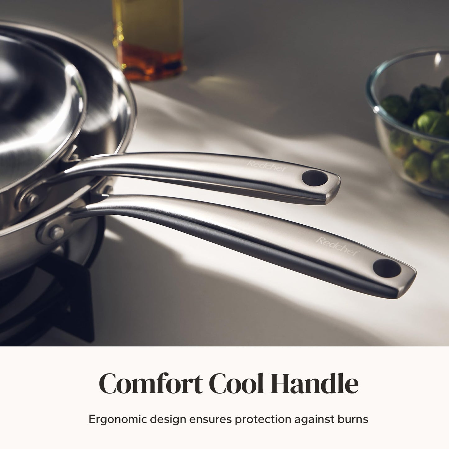 Redchef Stainless Steel Frying Pan Set, Induction Kitchen Cookware Set, Non-Toxic Uncoated Skillets for Searing & Cooking, Oven Safe Stainless Steel Cookware Set, 3-Piece (8", 9.5", 11")