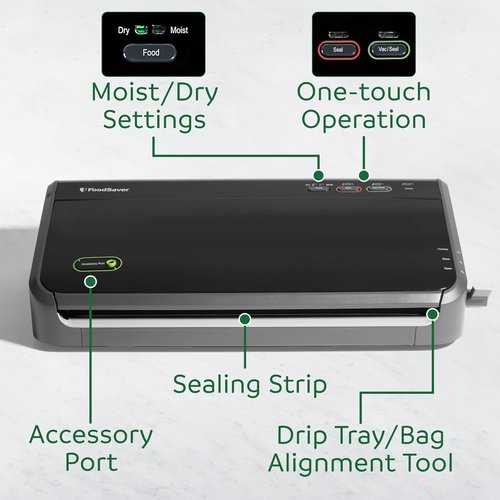 FoodSaver Vacuum Sealer Machine - Automatic Bag Detection & Sous Vide Friendly | Includes Bags & Handheld Sealer, Black