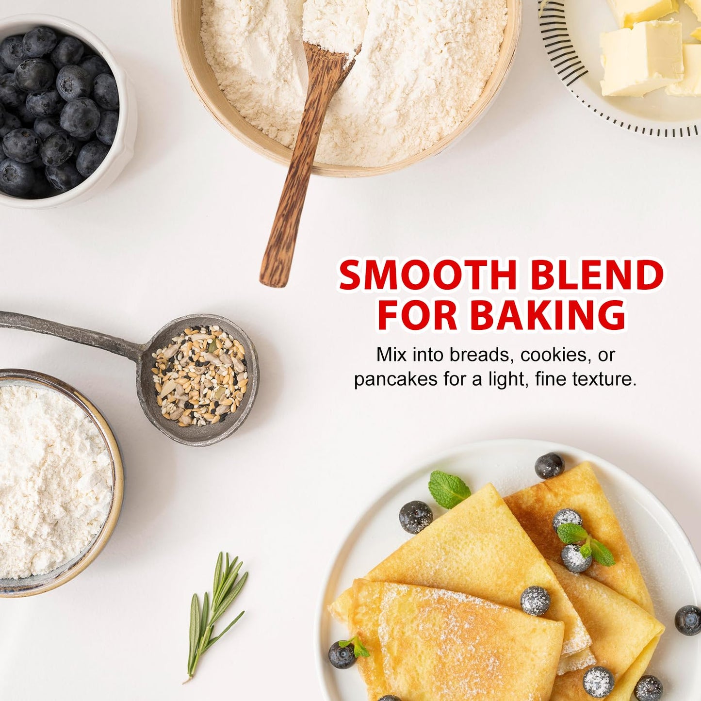 Soeos Rice Flour - All-Natural Gluten-Free Baking Flour | 16 Ounce Resealable Bag