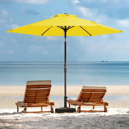 JEAREY 7.5FT Patio Umbrella - Market Table Umbrella with Push Button Tilt & Crank - Yellow for Garden, Deck, and Pool