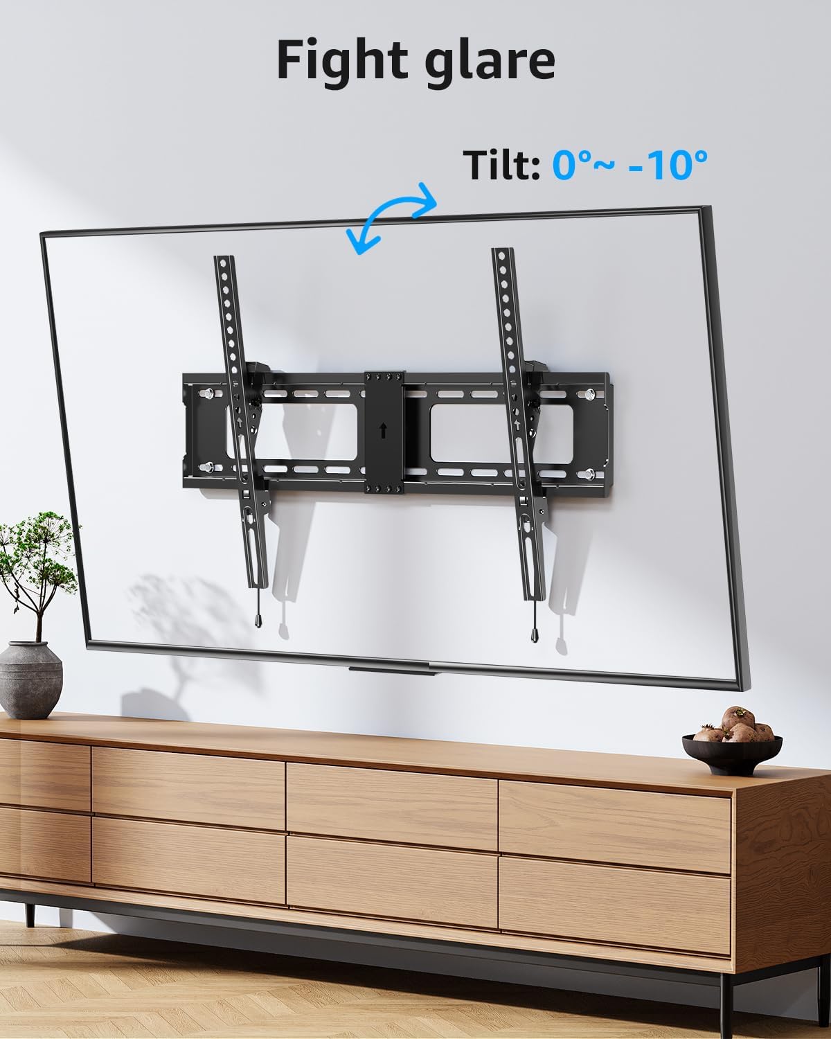 MOUNTUP Tilting TV Wall Mount Bracket - Fits 37-82 Inch Flat Screen & Curved TVs | Max VESA 600x400mm, Holds 132 lbs