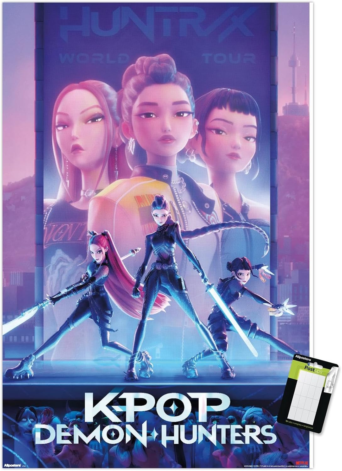 Netflix KPop Demon Hunters Poster - One Sheet Wall Art, 34" x 22.4" with Mount Bundle