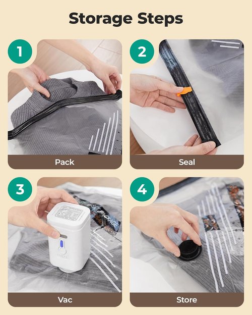 BAGSMART Rechargeable Wireless Pump Travel Storage Bags - 21-Piece Vacuum Compression Set for Clothing & Home