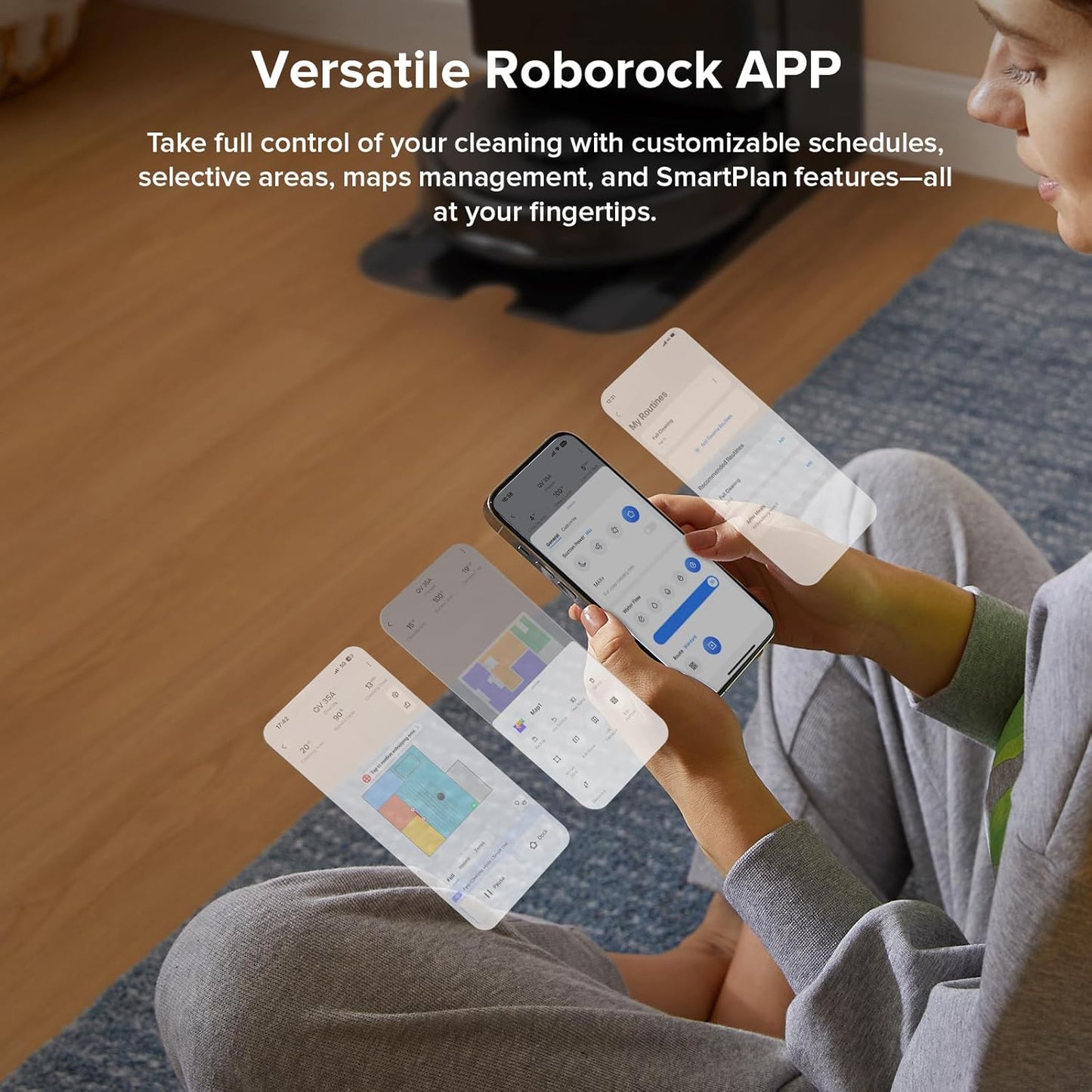 Roborock Qrevo Series Robot Vacuum & Mop - 8000Pa Suction, Smart Obstacle Avoidance, Black