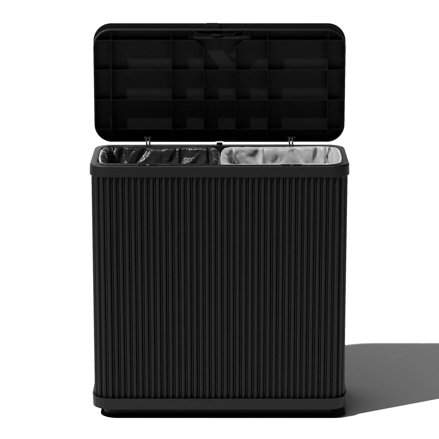 Veradek Tambour Series Outdoor Trash Can - All-Weather Waste Bin with Lid | 30 Gallon Dual Bag System for Patio & BBQs