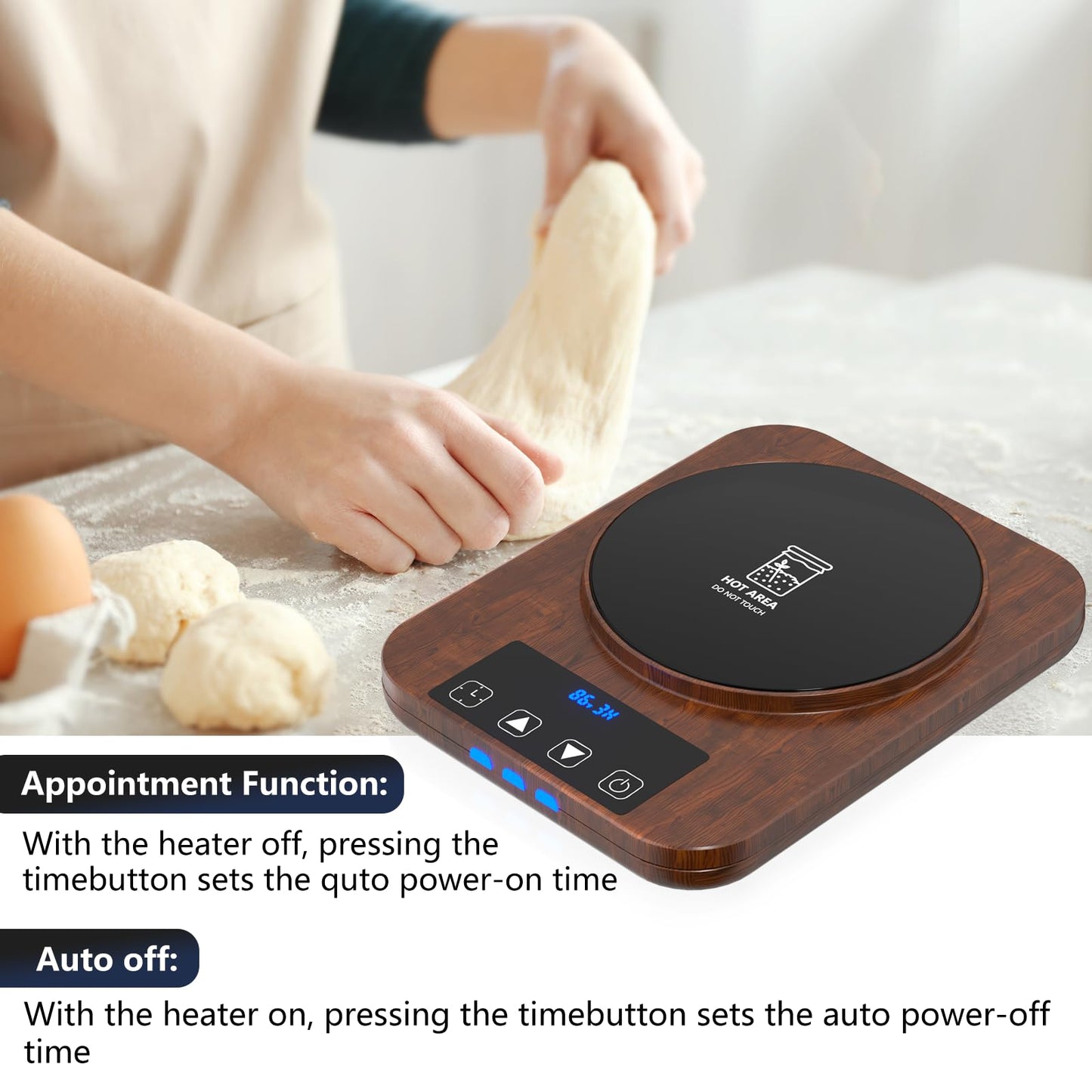 Sourdough Starter Warmer, Precise 1°F Thermostat Control (70-100°F) Sourdough Warming Mat, Smart Warming On/Off, 12-Hour Timer Sourdough Warmer(Wood Grain)