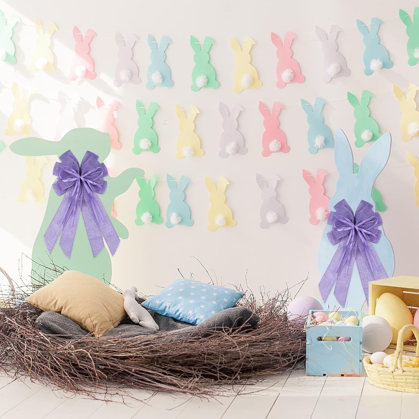 YKW Large Purple Burlap Bow - Elegant 20x11 Inch Wreath Decor for Weddings & Holidays