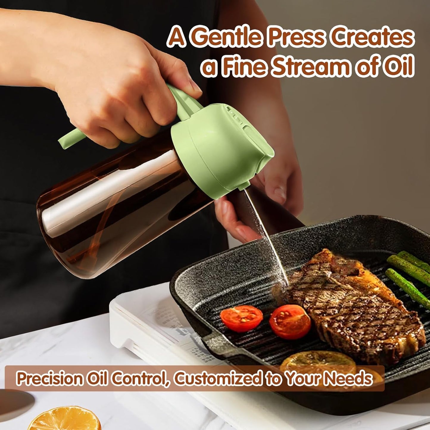 YARRAMATE Light Blocking Oil Sprayer - 16oz Food-Grade Olive Oil Dispenser Bottle | Premium Dark Amber Glass for Cooking & BBQ