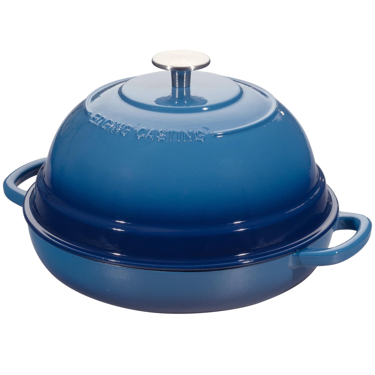 EDGING CASTING Enameled Cast Iron Dutch Oven Pot with Lid, Round Bread Oven for Homemade Sourdough Bread Baking, 6 Quart, Lake Blue