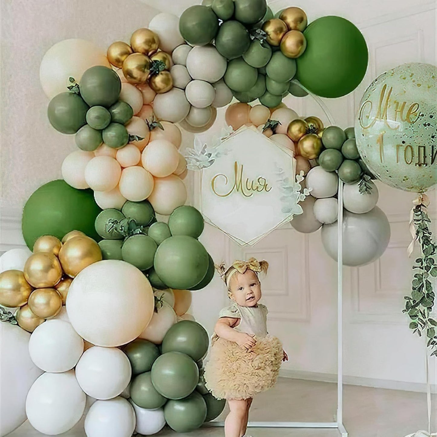 PartyWoo Sage Green Balloons - 140-Piece Boho Balloon Arch Kit for Jungle Birthday Parties | 5-12 Inch Sizes