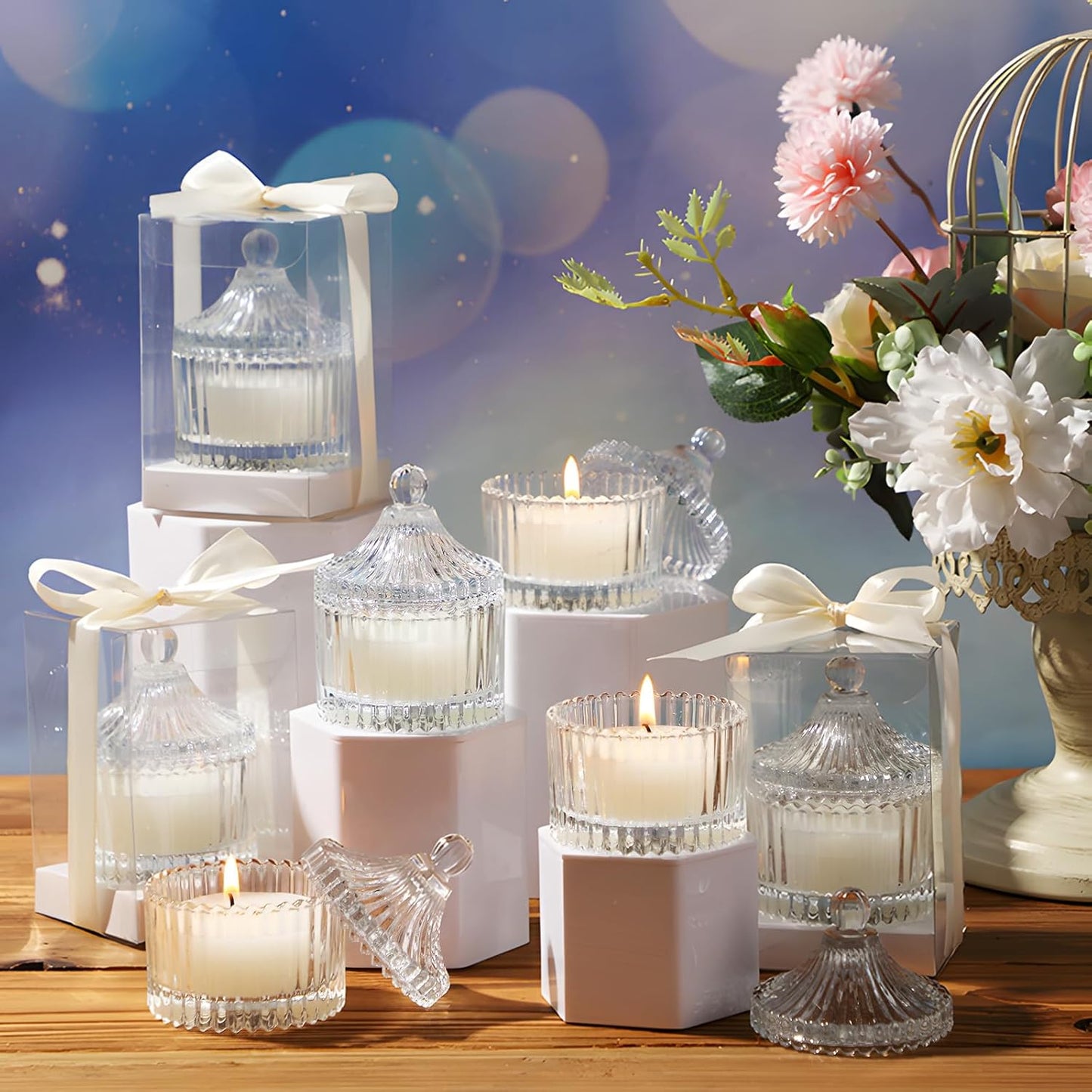 12 Pack Wedding Candle Favors for Guests in Glass Personalized Favors Candles Bulk Souvenirs Bridal Proposal Gift Thanks for Coming Wedding Party(Stylish Style)