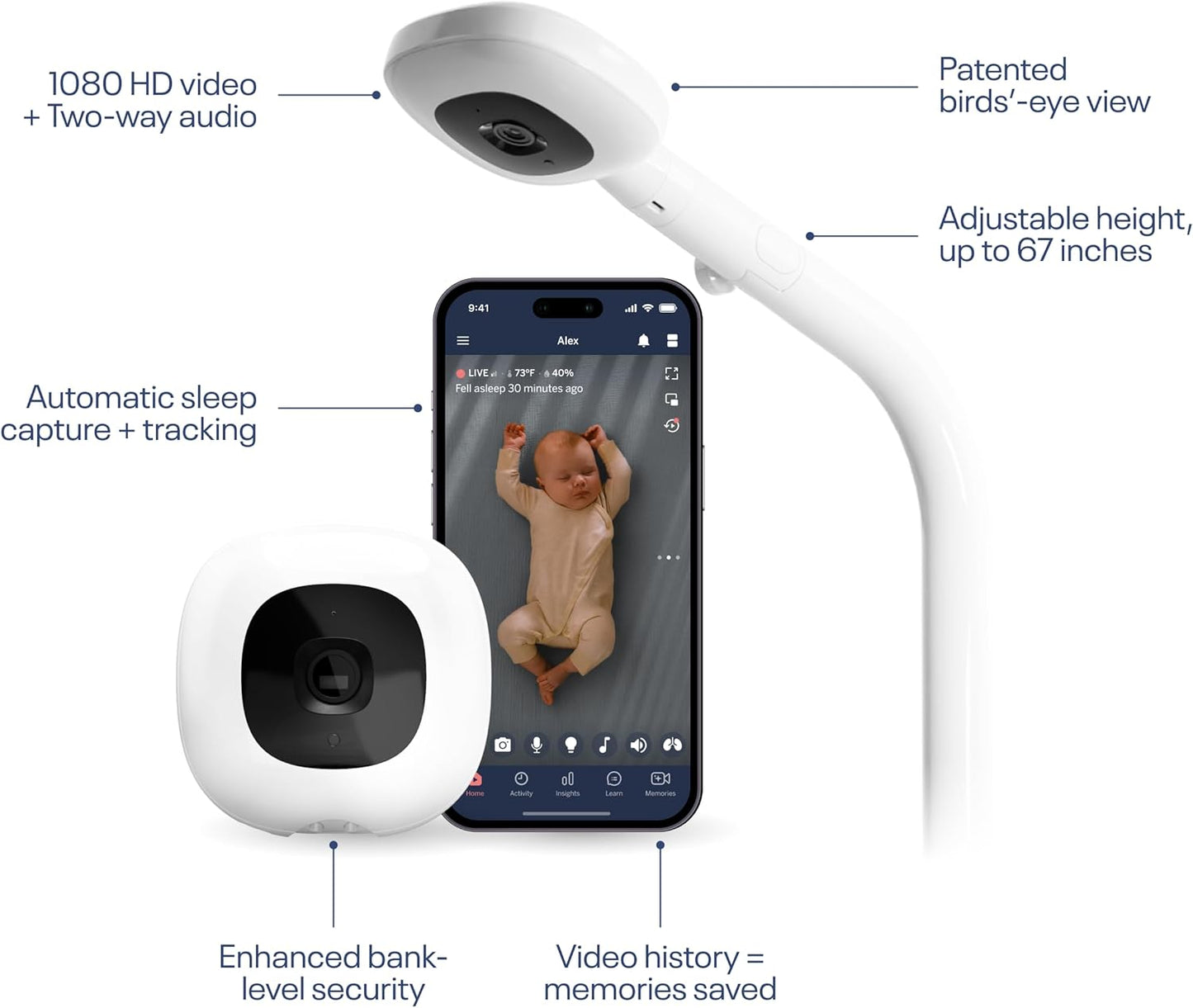 Nanit Pro Smart Baby Monitor - 1080p Wi-Fi Video Camera with 2-Way Audio & Night Vision | Remote Baby Monitoring