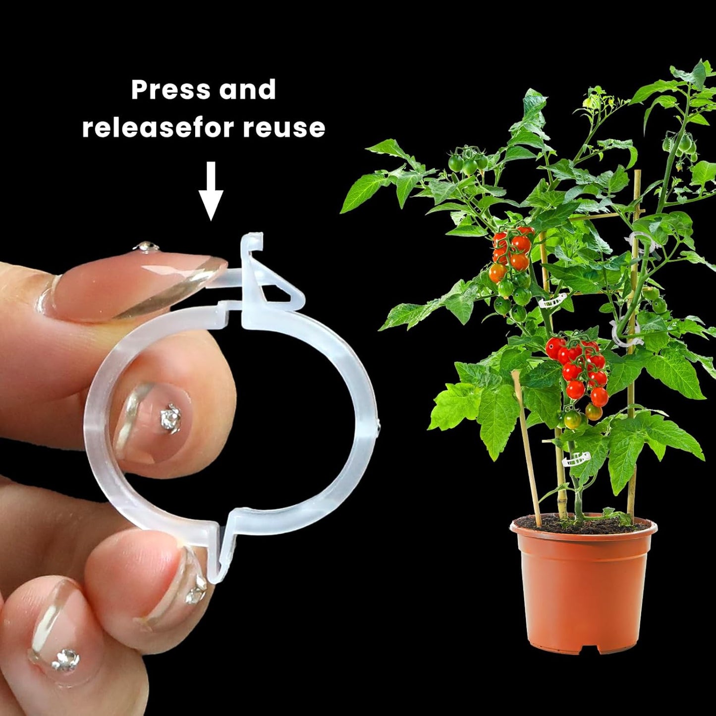 Skiennix 200 Pcs Plant Clips - Durable Support for Climbing Plants, Tomatoes & Vines | Garden Essential