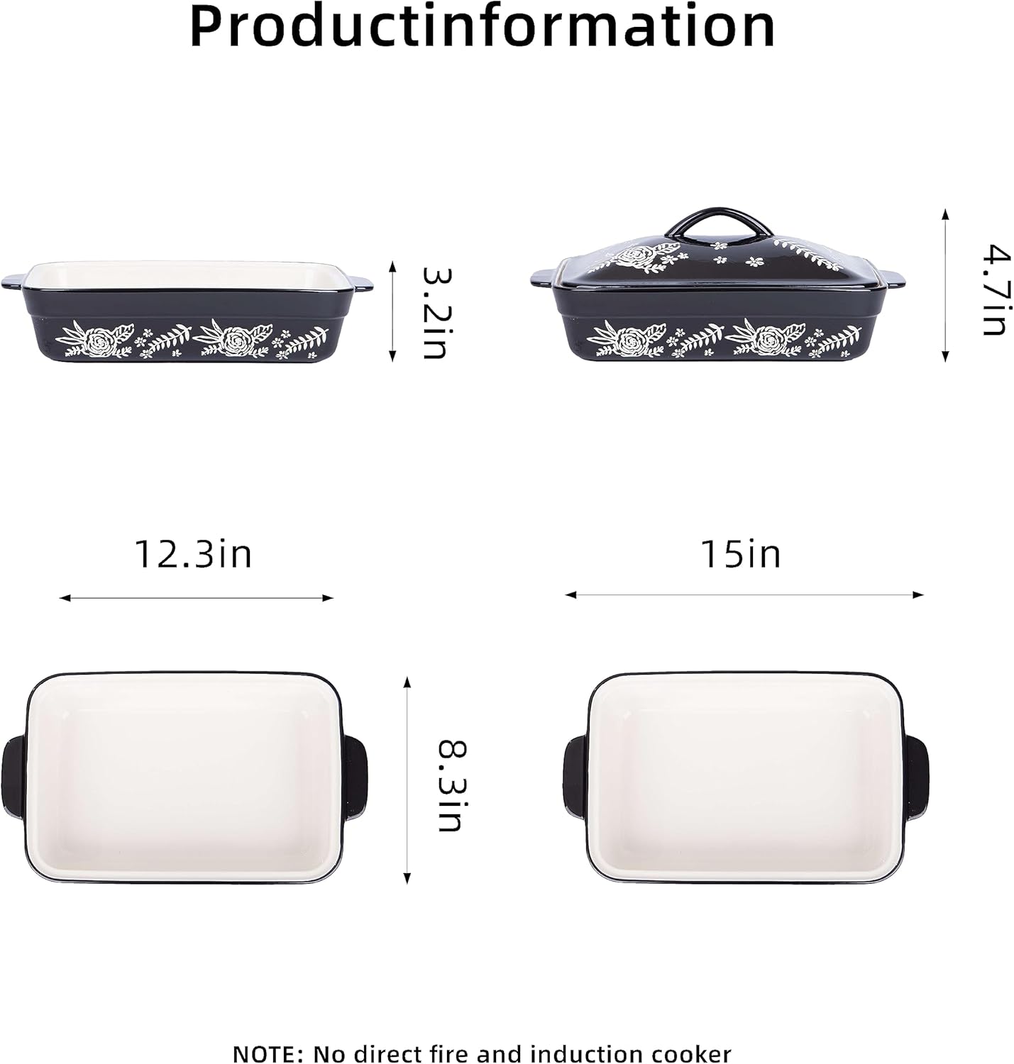 Wisenvoy Casserole Dish - Oven-Safe Ceramic Baking Dish With Lid | Perfect for Family Meals