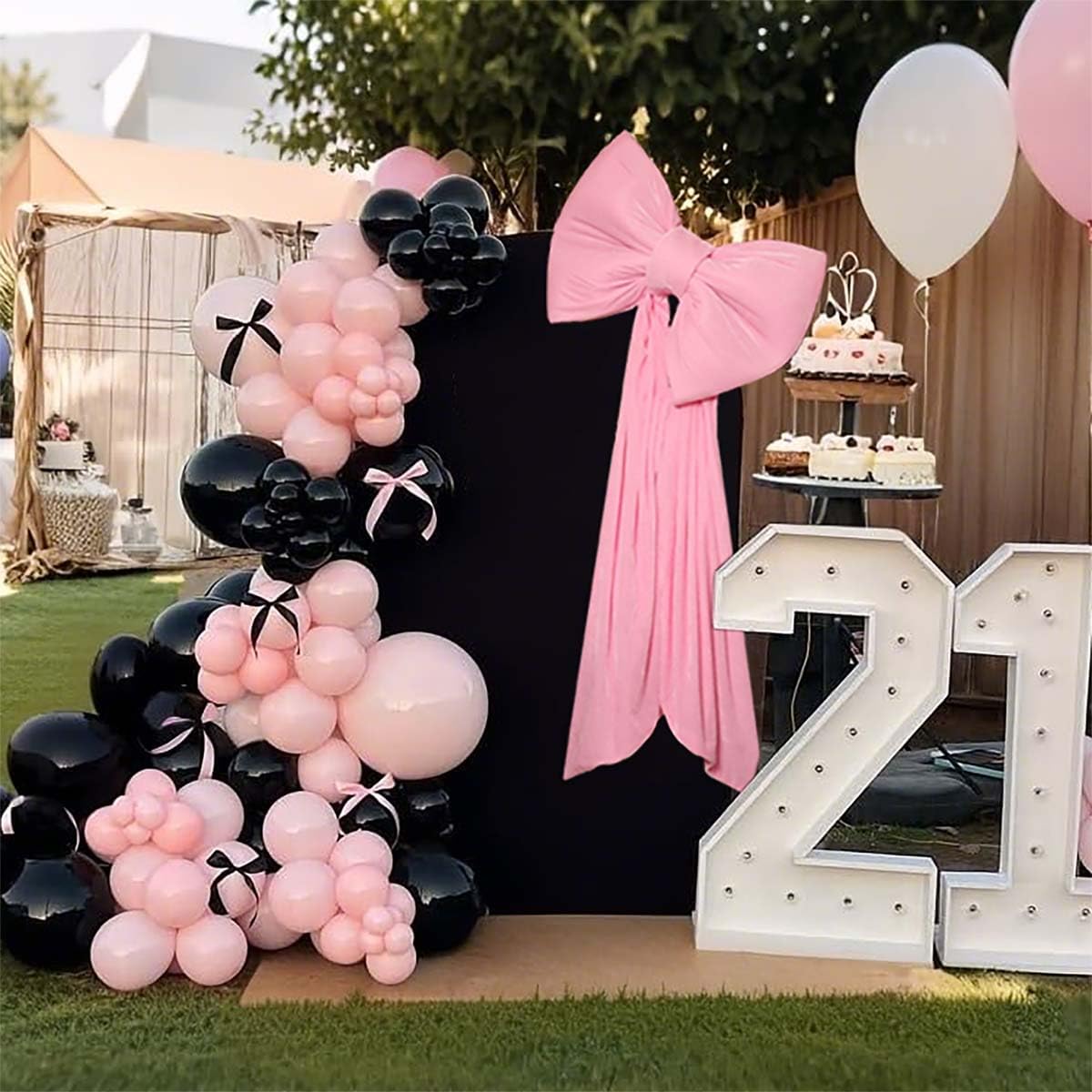 Skiennix Large Coquette Bow - Giant Pink Bow for Party, Wedding, Baby Shower Decor | 24x47 Inch