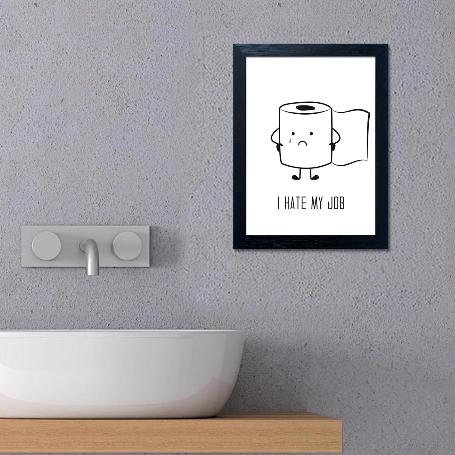 Regine Switzerland Black and White Bathroom Wall Art - Humorous Toilet Paper Canvas Print | Minimalist Decor