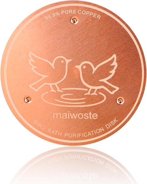 Bird Bath Copper Disk - 4 Inch 99.9% Pure Copper Disc with Triple-Point Support | All-Season Natural Water Cleaner