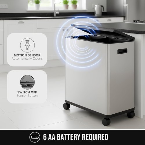 HOLDN’ STORAGE 60L Dual Kitchen Trash & Recycling Bin - Motion Sensor, Soft-Close Lid, Stainless Steel