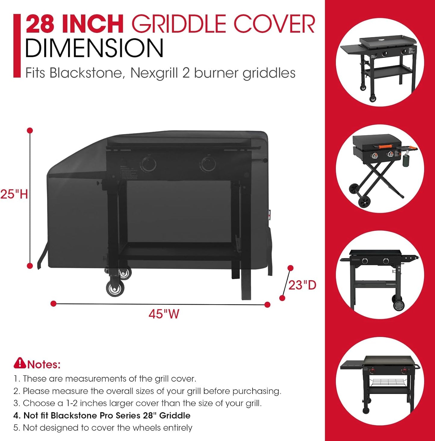 Unicook 28-Inch Griddle Cover - Heavy-Duty Waterproof BBQ Grill Protection | Fits Blackstone & Nexgrill
