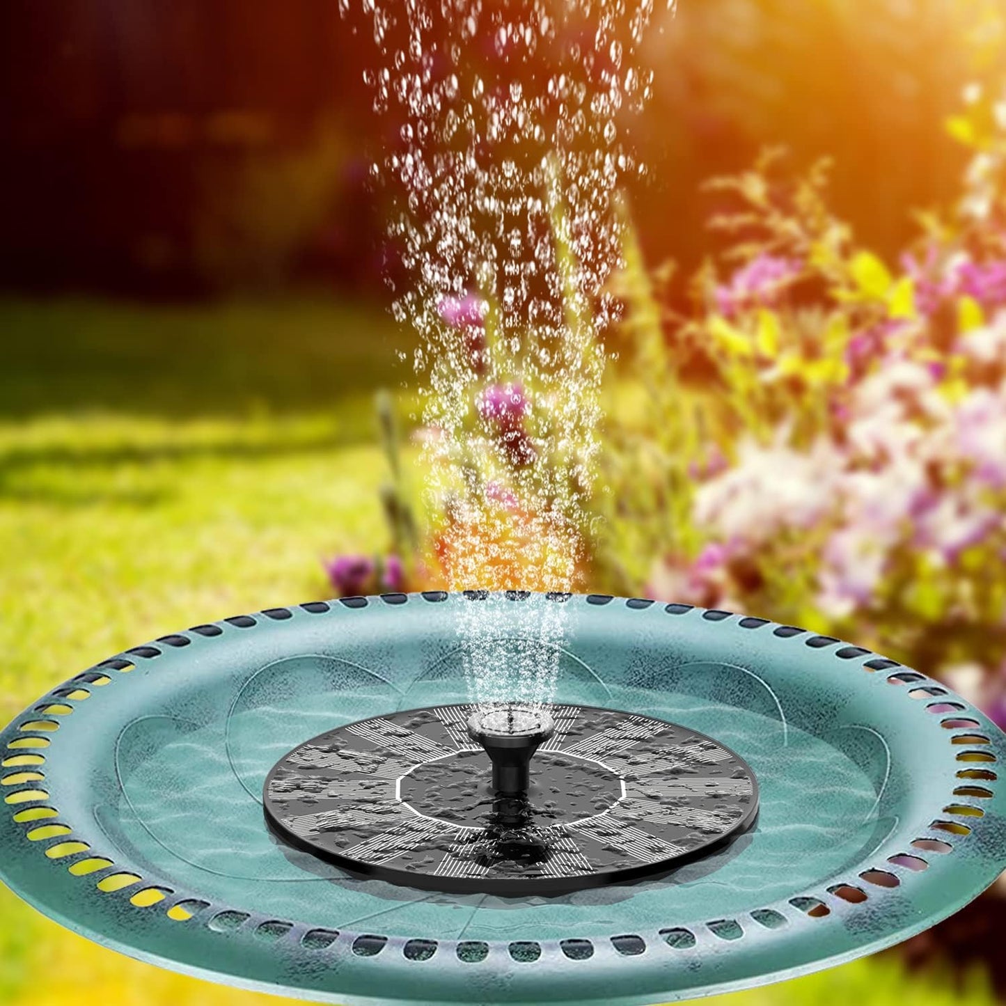 Skiennix Solar Fountain Pump - 1.4W Water Fountain with 6 Nozzles for Bird Bath, Garden, Pond, Pool