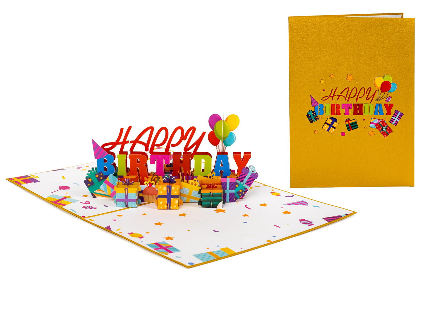 Paper Love Happy Birthday Pop Up Card, For Adults and Kids - 5" x 7" Cover - Includes Envelope and Note Tag (Happy Birthday)