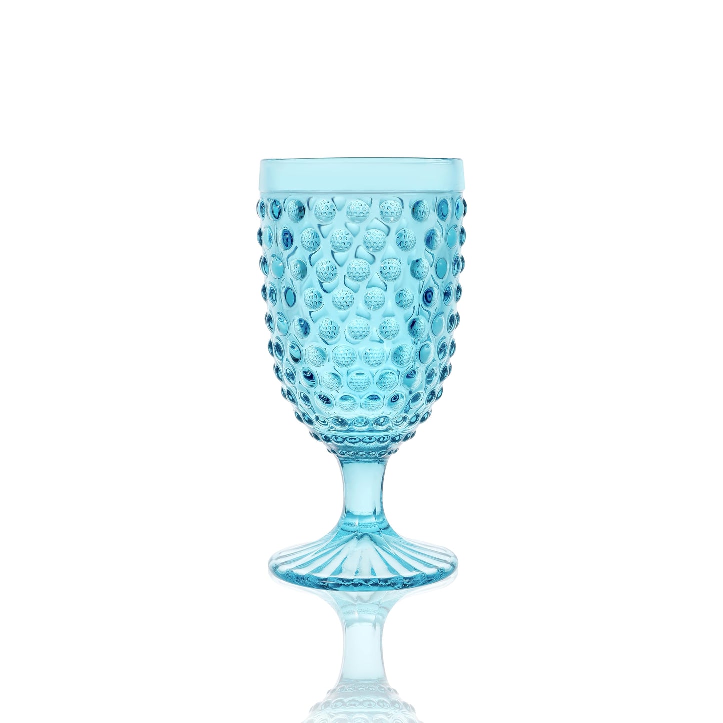 G Light Blue Hobnail Drinking Glasses 13 oz 6 Set, Premium Vintage Hobnail Goblet Glasses For Beverage, Wine, Soda, Iced tea In Dinner Parties, Wedding. Gift idea, Dishwasher Safe